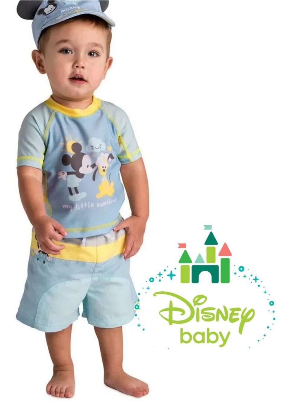 DISNEY BABY Mickey Mouse Baby Boy Swimsuit - Rash Guard & Swim Trunk  🐭 18-24 m